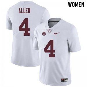 NCAA Women's Alabama Crimson Tide #4 Christopher Allen Stitched College Nike Authentic White Football Jersey AJ17S28OI